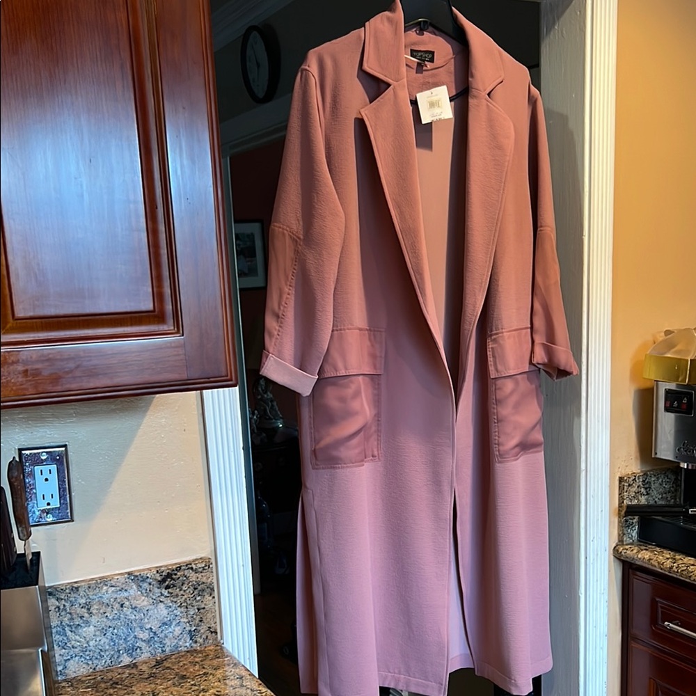Topshop Brand New Pink Trench Coat Relaxed Fit Classic Lapel